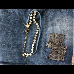 Denim rhinestone choker